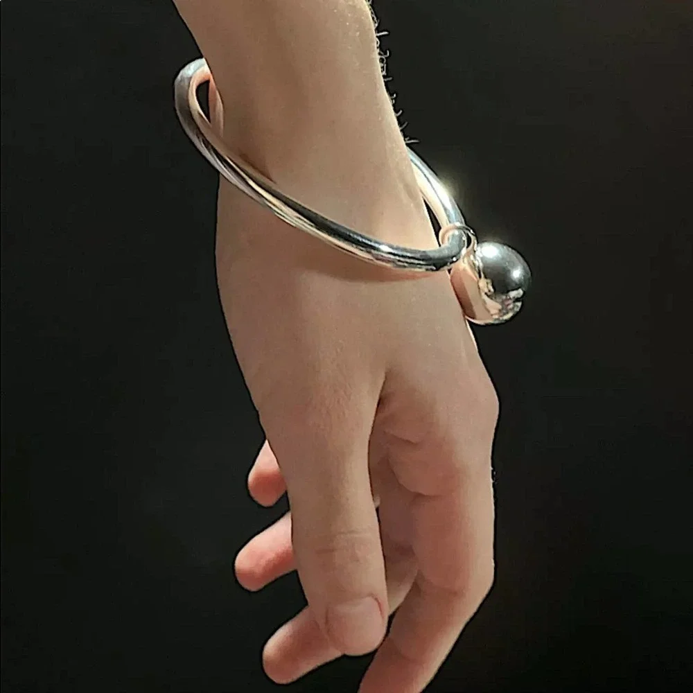 STERLING SILVER CHARM BALL BANGLE BRACELET